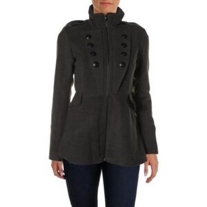 Celebrity Pink Navy Peacoat Fitted Waist High Collar